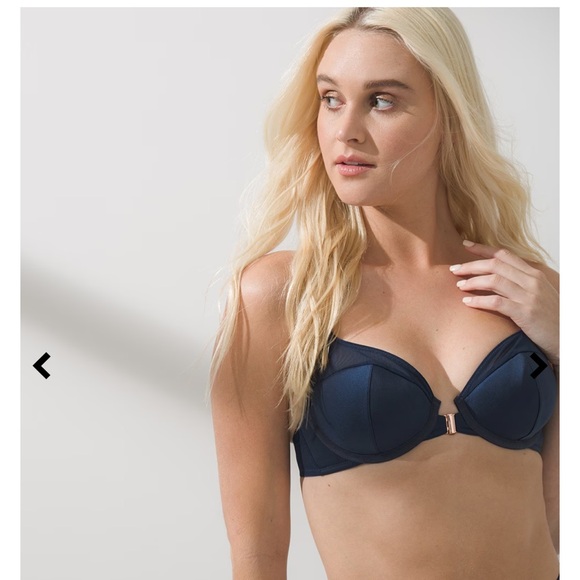 NWT Soma Sensual Front Close Lined Underwire Racerback Demi Bra 34 C Navy #0449 - Picture 10 of 13